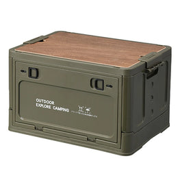Bac de rangement pliable 30L avec couvercle en bois