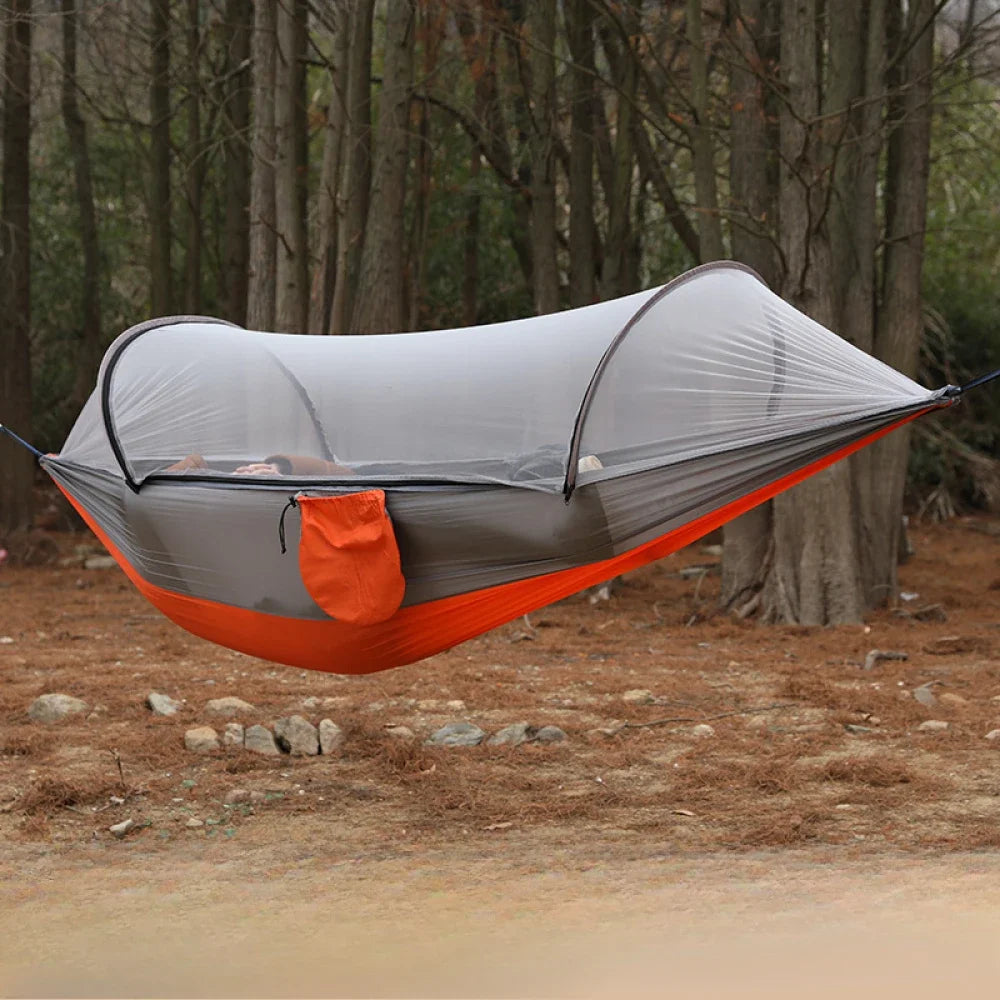 Onewind Hamac Camping Double 335cm Avec Moustiquaire - Ultraléger Nylon Ripstop 250kg, Sangles Arbres Inclus