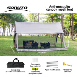 Tente moustiquaire familiale imperméable avec protection solaire pour camping - 8 places