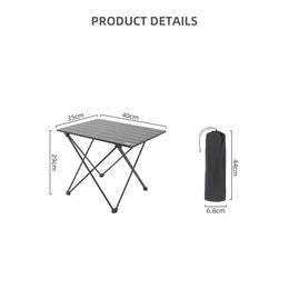 Table de camping pliante noir portable pour randonnée, pêche et camping - 40x35x29cm