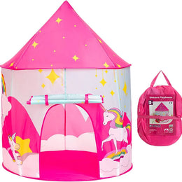 Tente enfant pop up pliable type château - Rose/Bleu 53x41cm