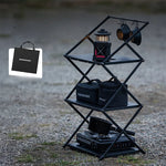 Table de camping noir multifonction - 3 étagères - Vignette | Tente Univers