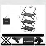 Table de camping noir multifonction - 3 étagères - Vignette | Tente Univers