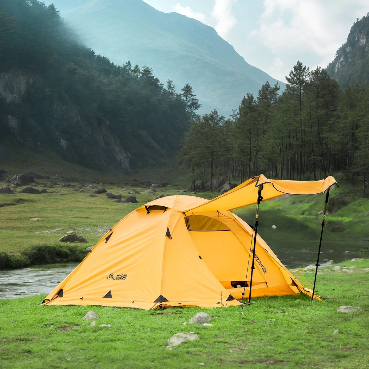 tente pour randonnée Tente bivouac avec toile de tente jaune pour trekking