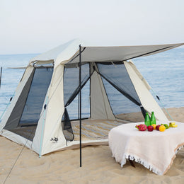 Tente de plage familiale avec auvent