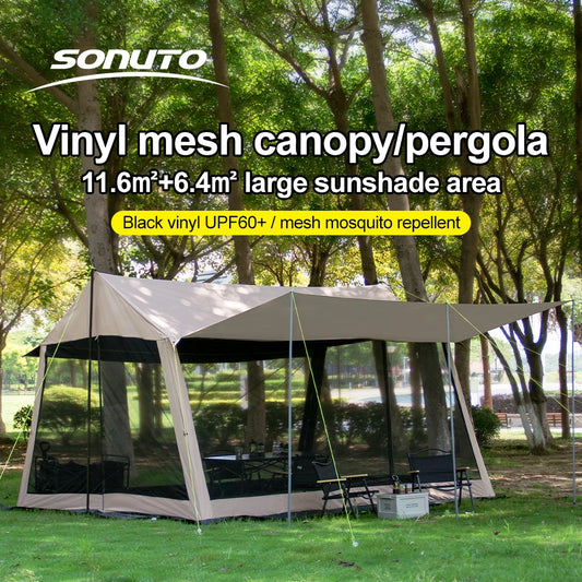 Tente moustiquaire familiale imperméable avec protection solaire pour camping - 8 places