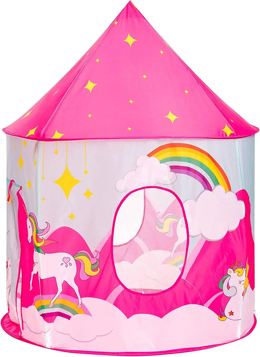 Tente enfant pop up pliable type château - Rose/Bleu 53x41cm