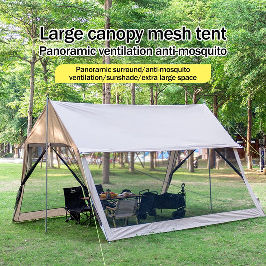 Tente moustiquaire familiale imperméable avec protection solaire pour camping - 8 places