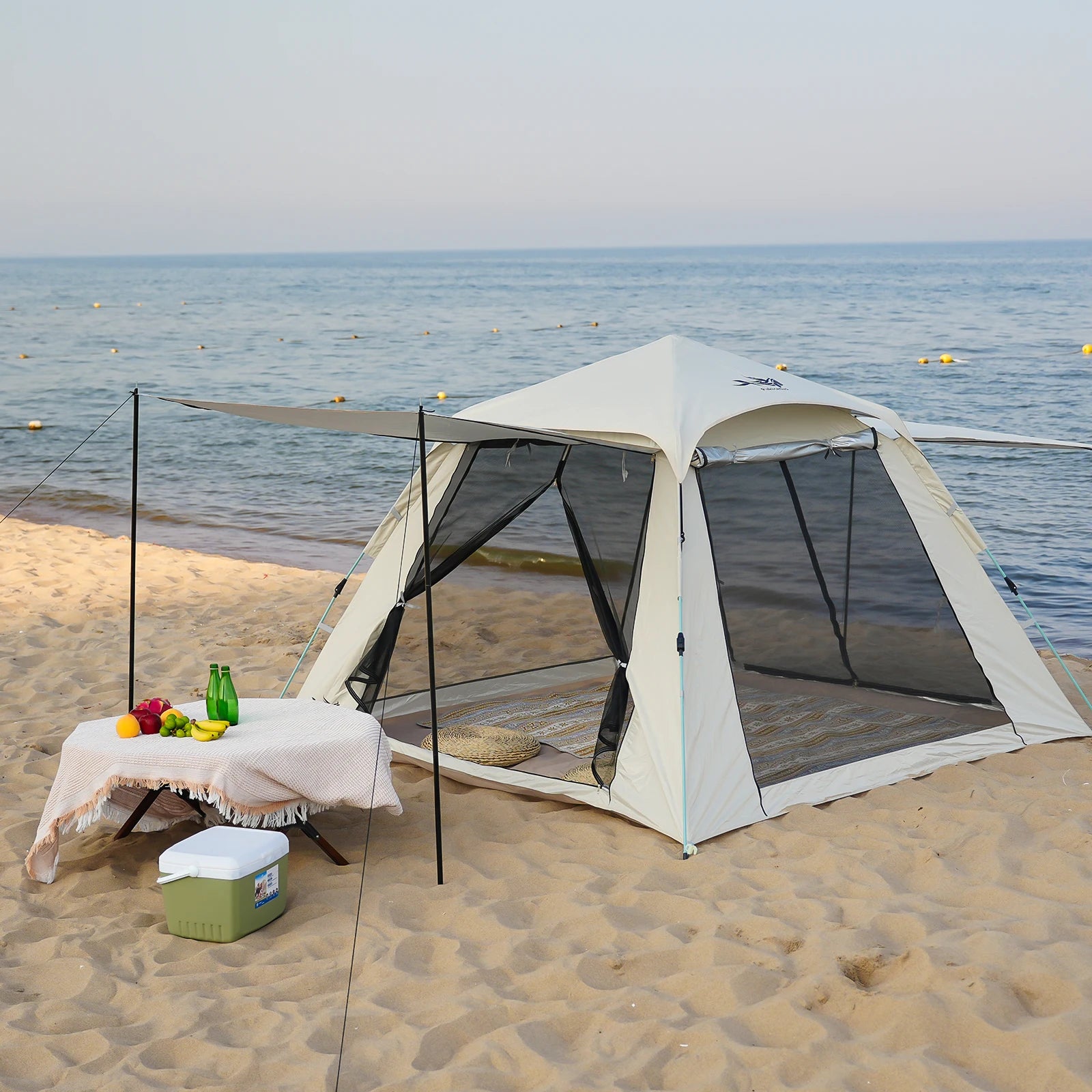 Tente De Plage Wekapo – Auvent Soleil 4 Poteaux, Léger Et Compact, Bleu