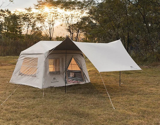 Tente gonflable familiale avec auvent de plage intégré - 4 places