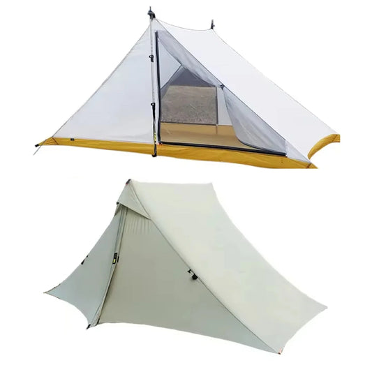 Tente tipi ultralégère 4 saisons double face vert grisâtre - 2 places