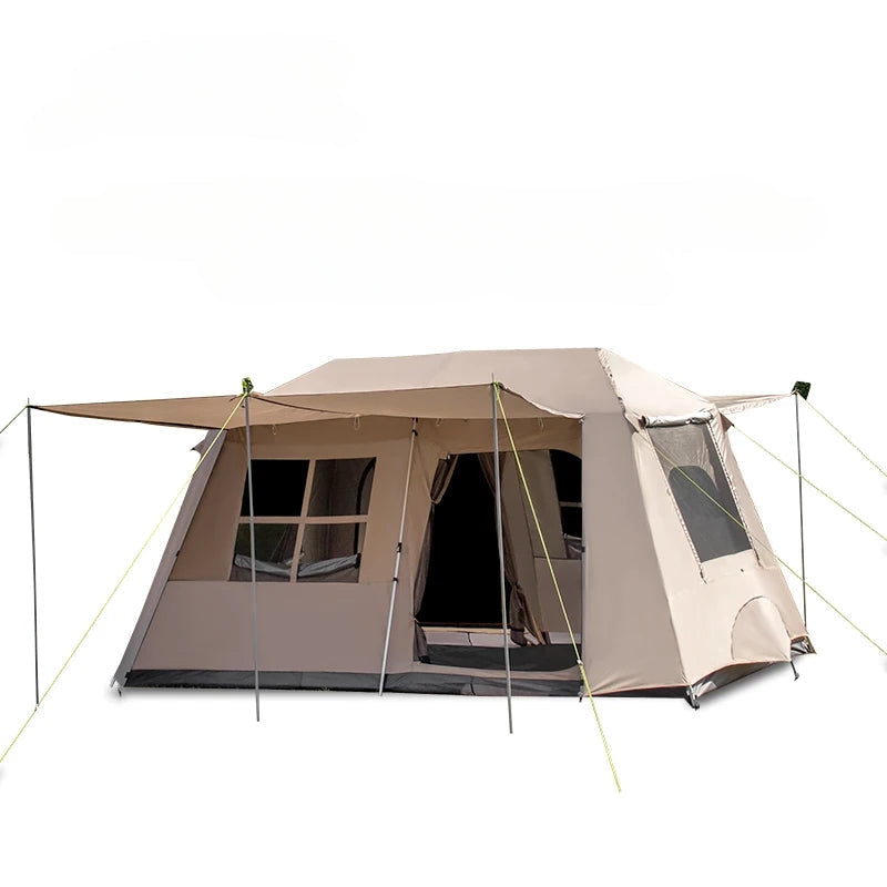 Tente tunnel de camping grand format avec auvent